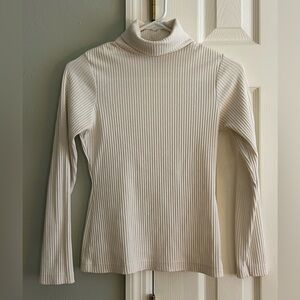 Express Ribbed Knit Cream Turtle Neck